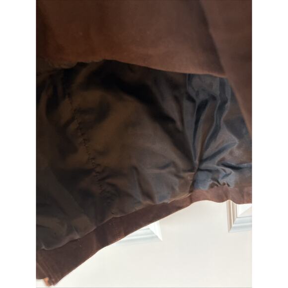 VTG douglas hannant Brown suede Skirt ruffle hem lined zipper sz 8 - Picture 3 of 10